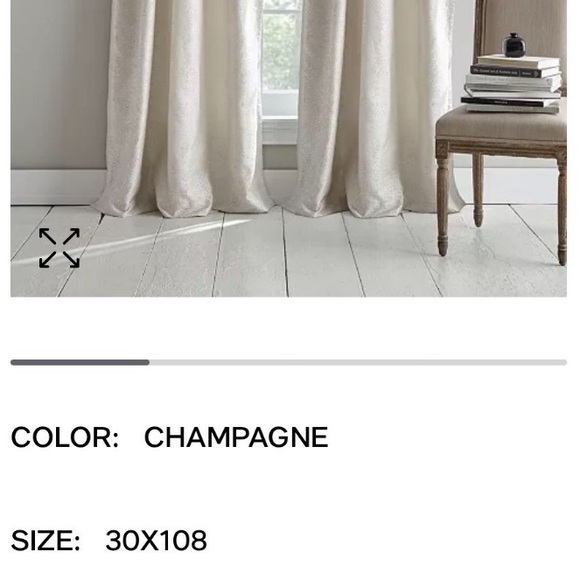 4- DKNY: 108” Pleated drapes with accent buttons Champagne. Like New! - Picture 3 of 11